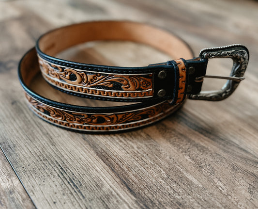 Hand Carved Leather Belt