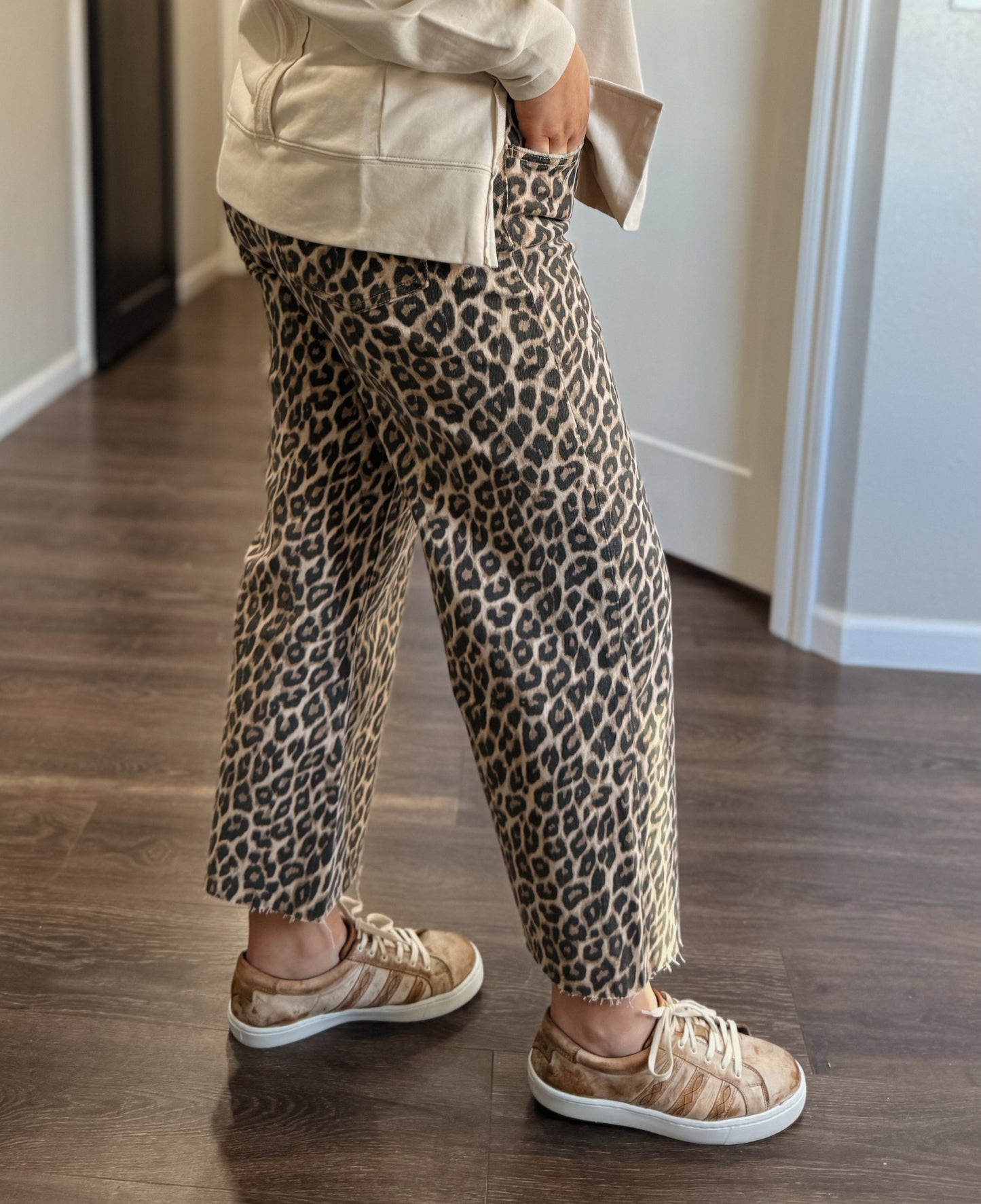 Vervet | Cheetah Raw Hem Wide Leg