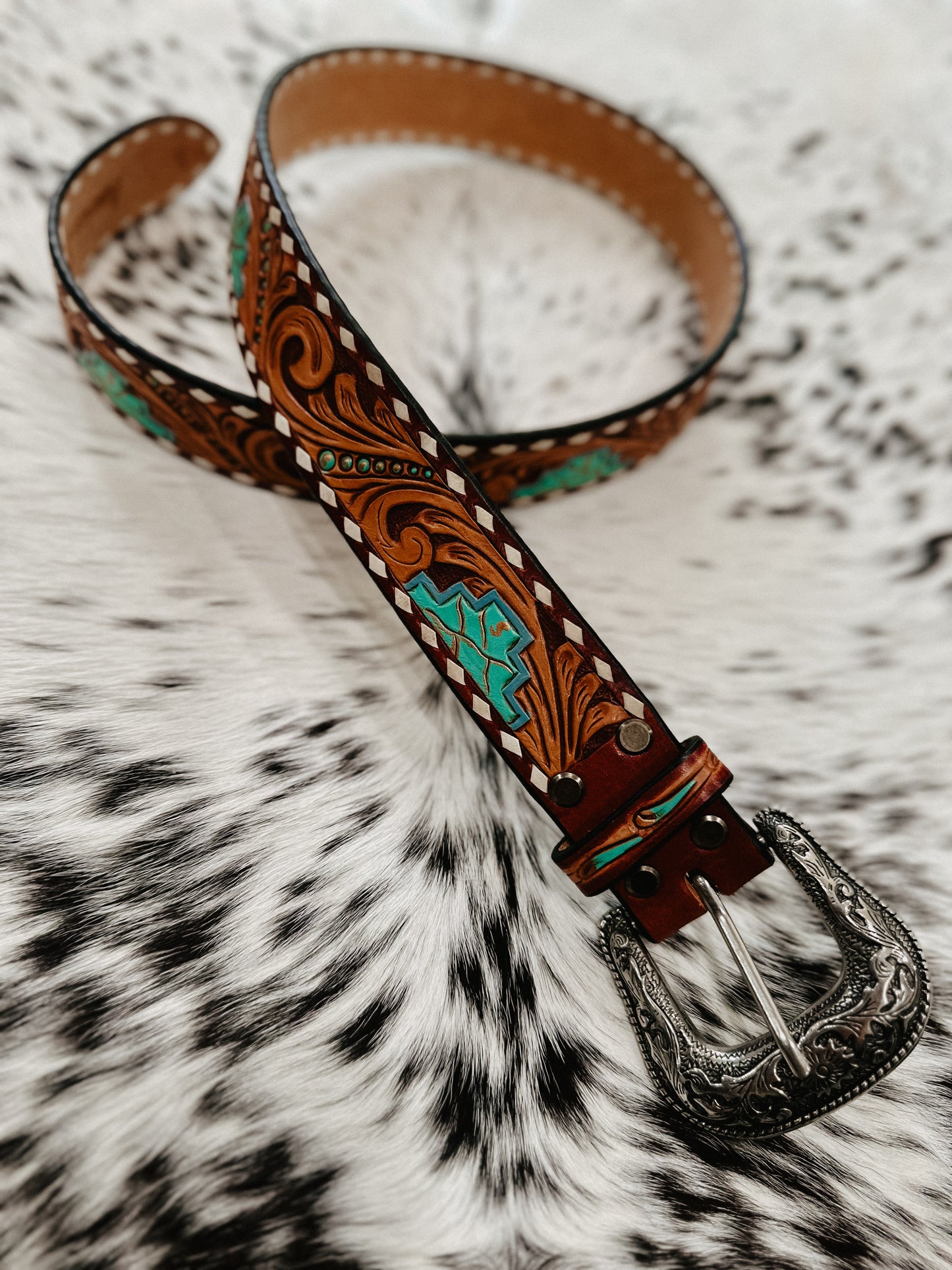Turquoise Tribal Leather Belt