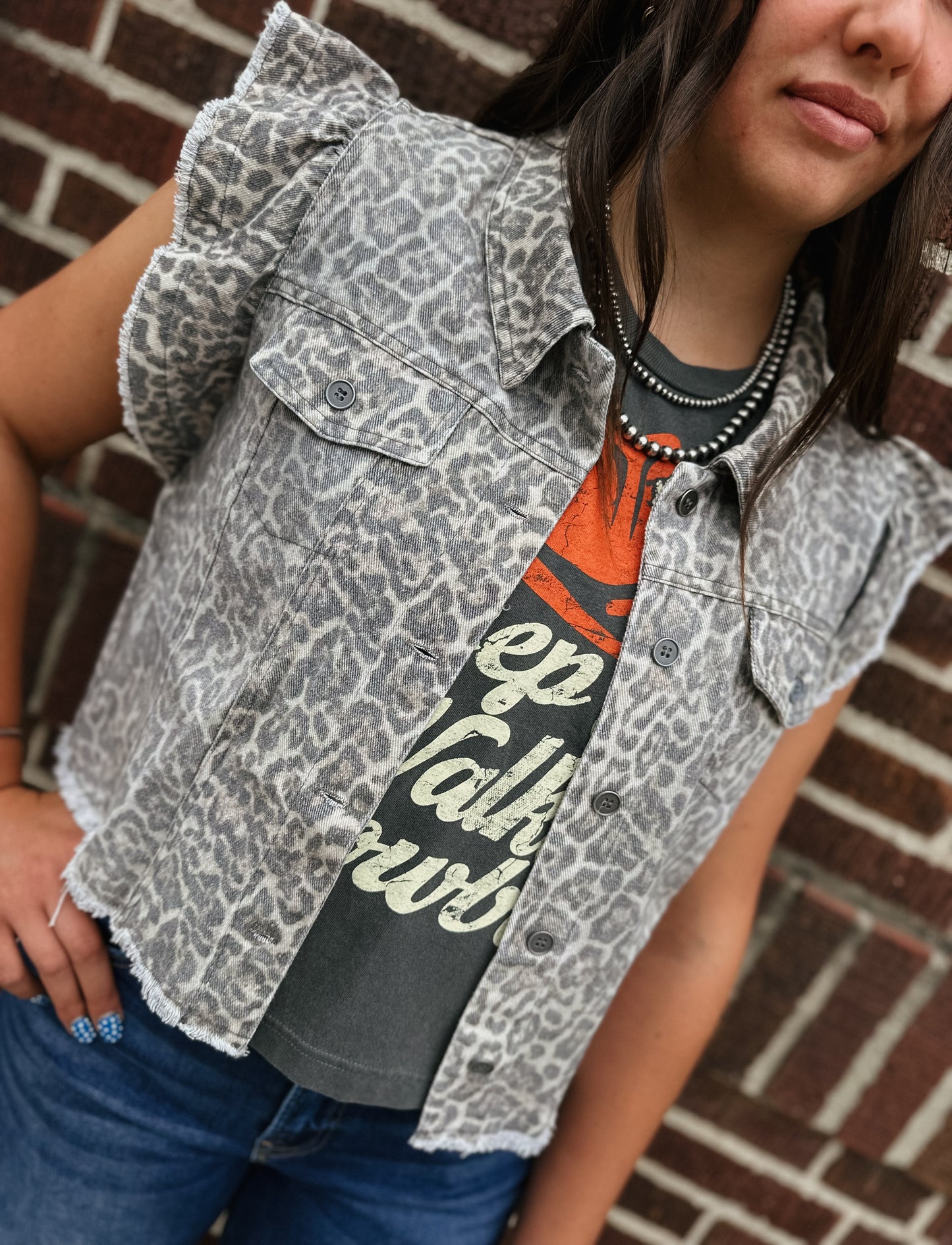 Cheetah Denim Vest