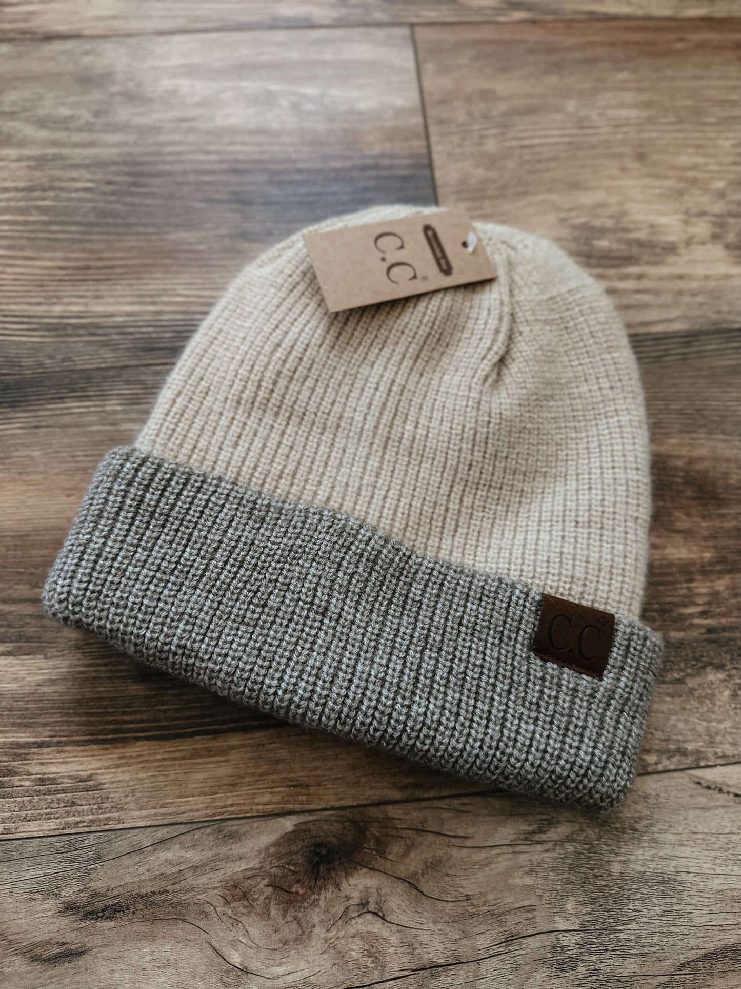 C.C Two Tone Beanie - Beige/Taupe
