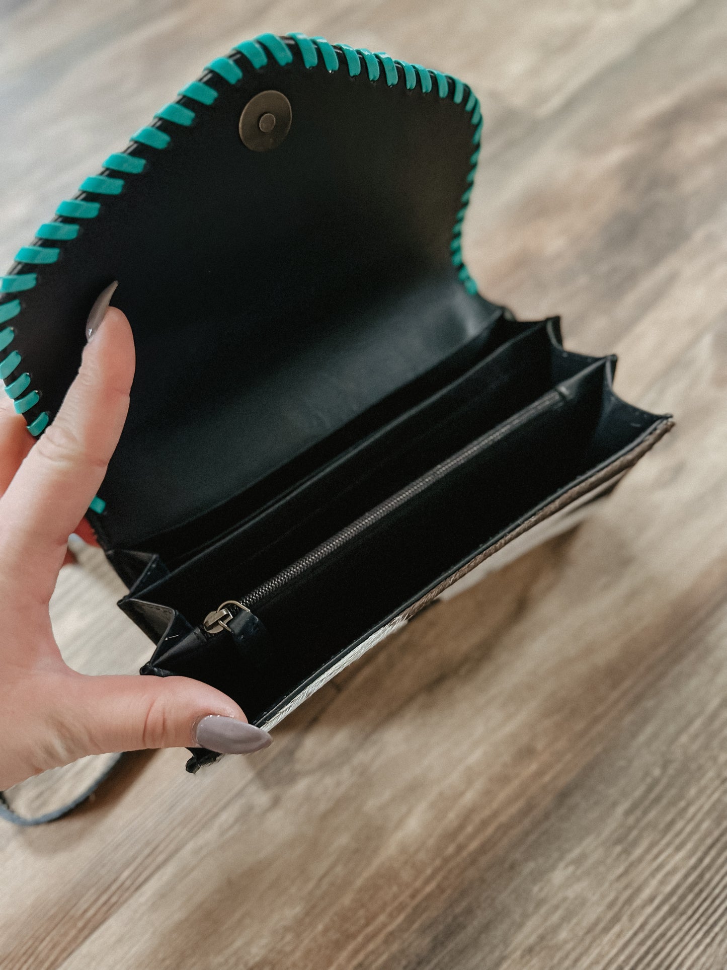 Tooled Crossbody + Wallet w/ Turquoise