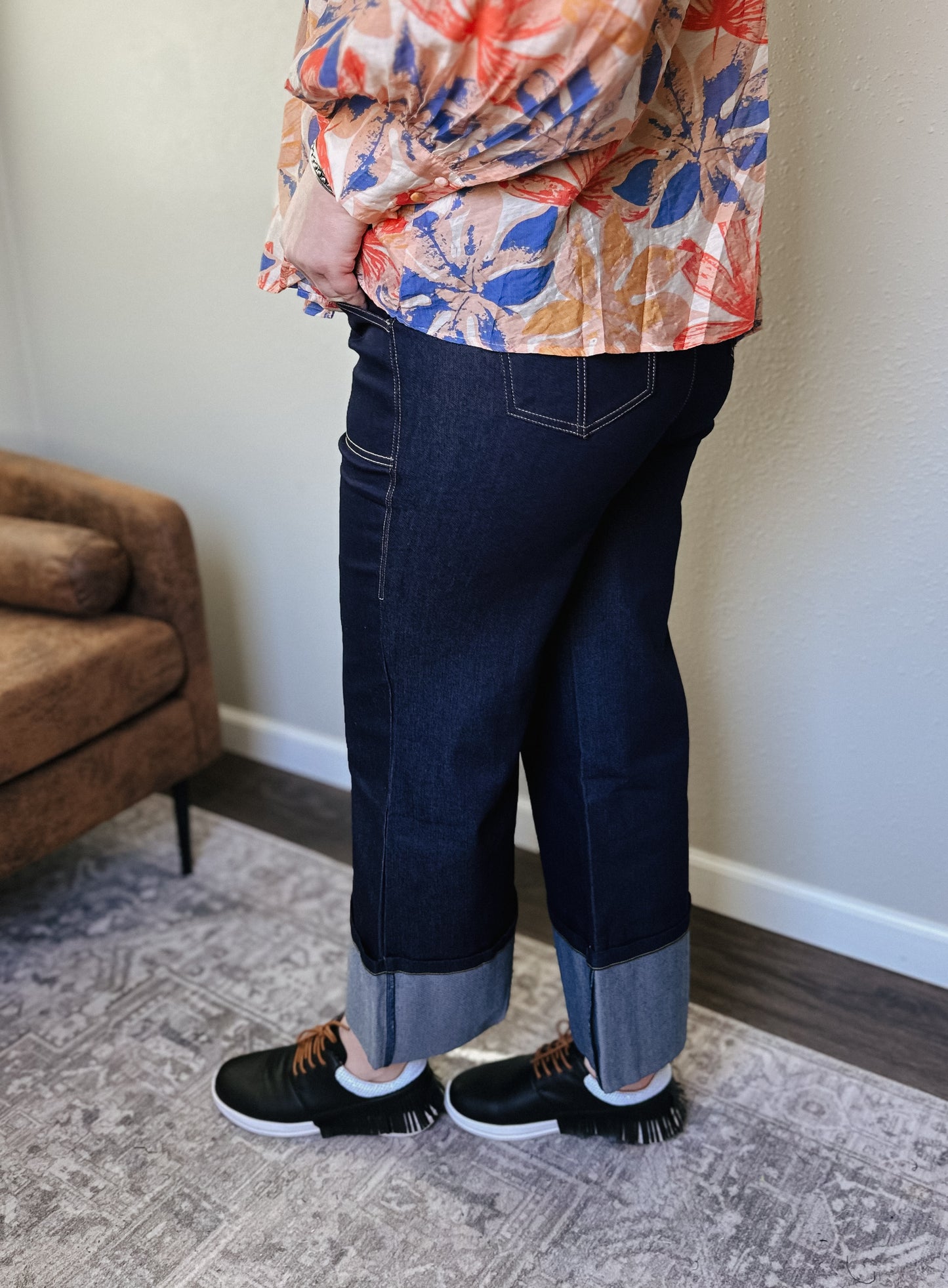 The Raine Cuffed Pintuck Wide Leg