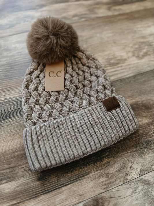 C.C Woven Knit Beanie - Taupe