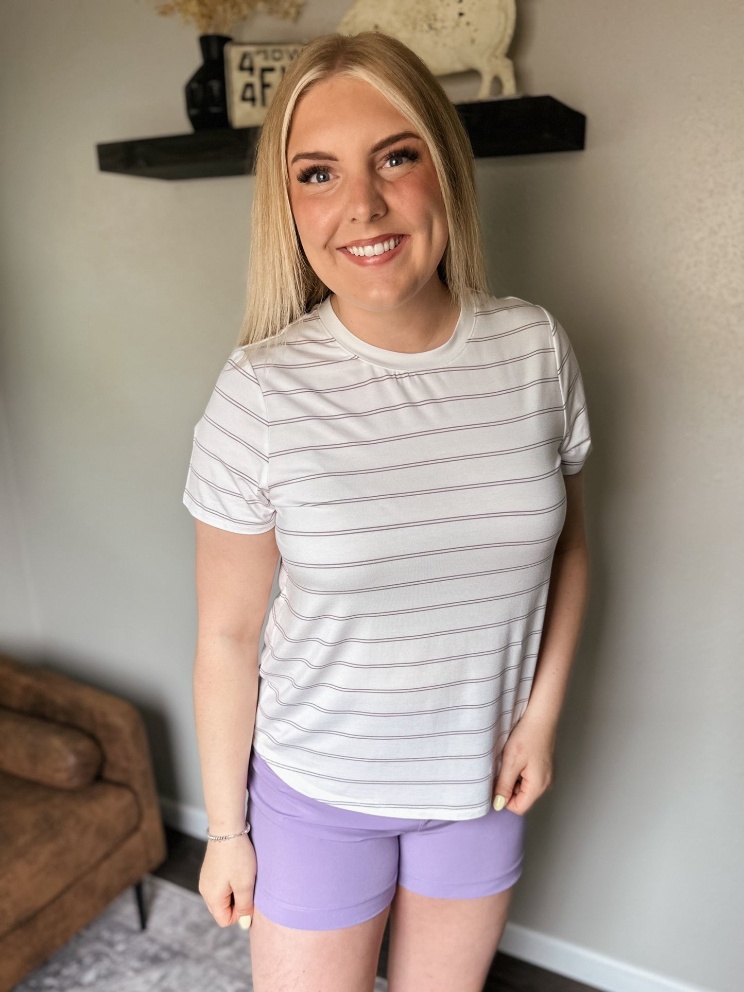 The Nikki Tee - Purple Stripe