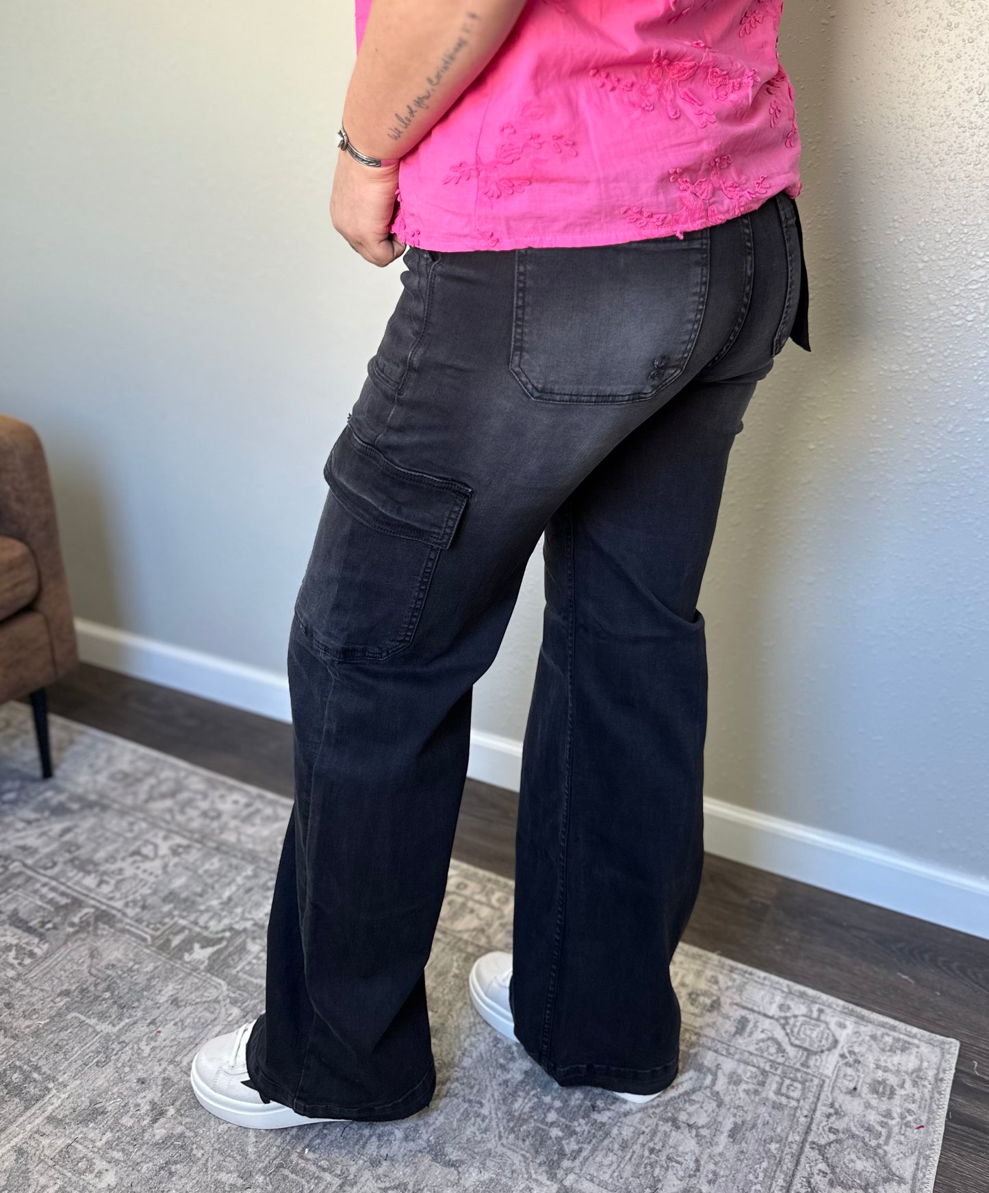 Risen | Becket Black Cargo Wide Leg