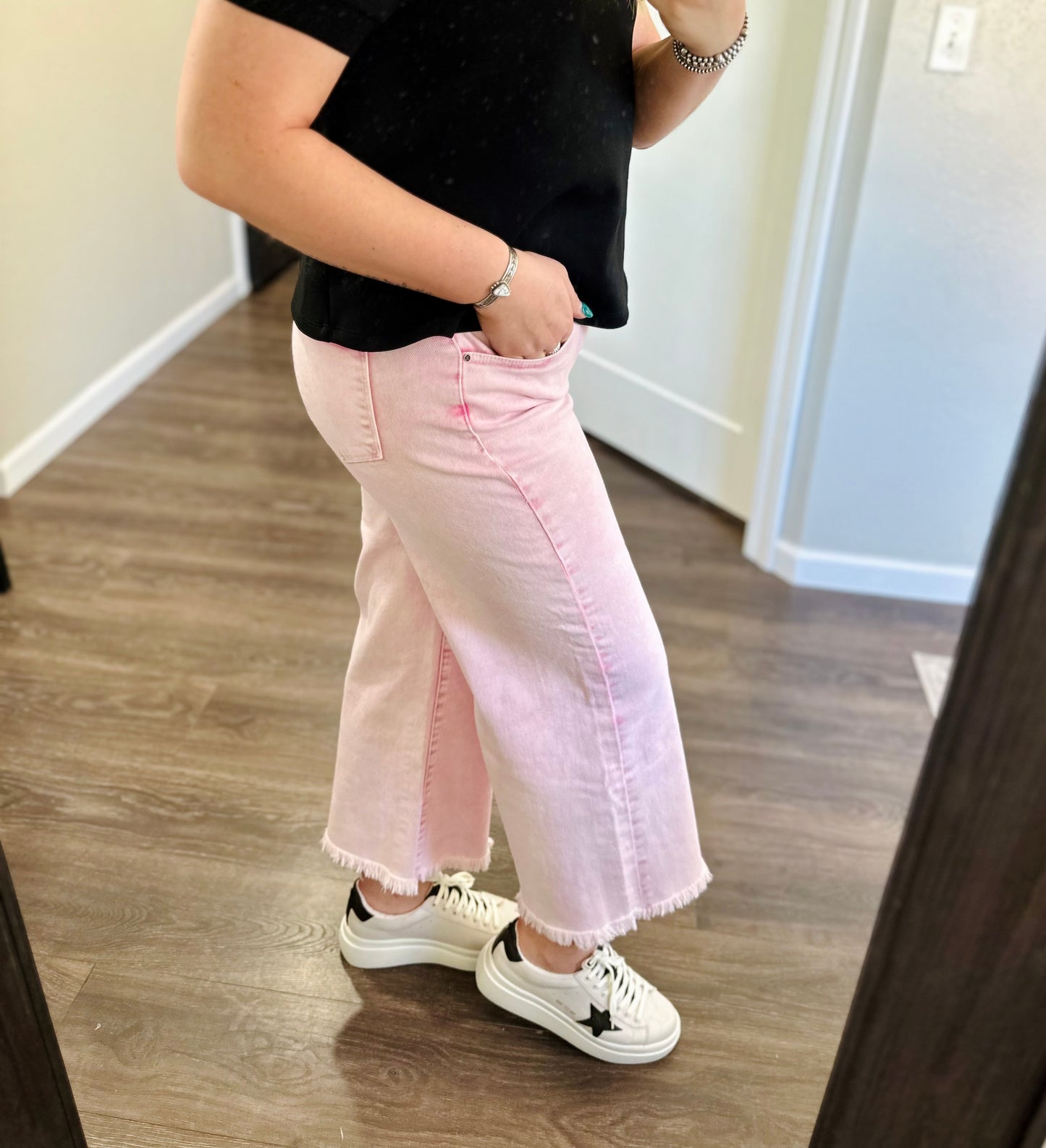 Risen | Hillary Pink Crop Wide Leg