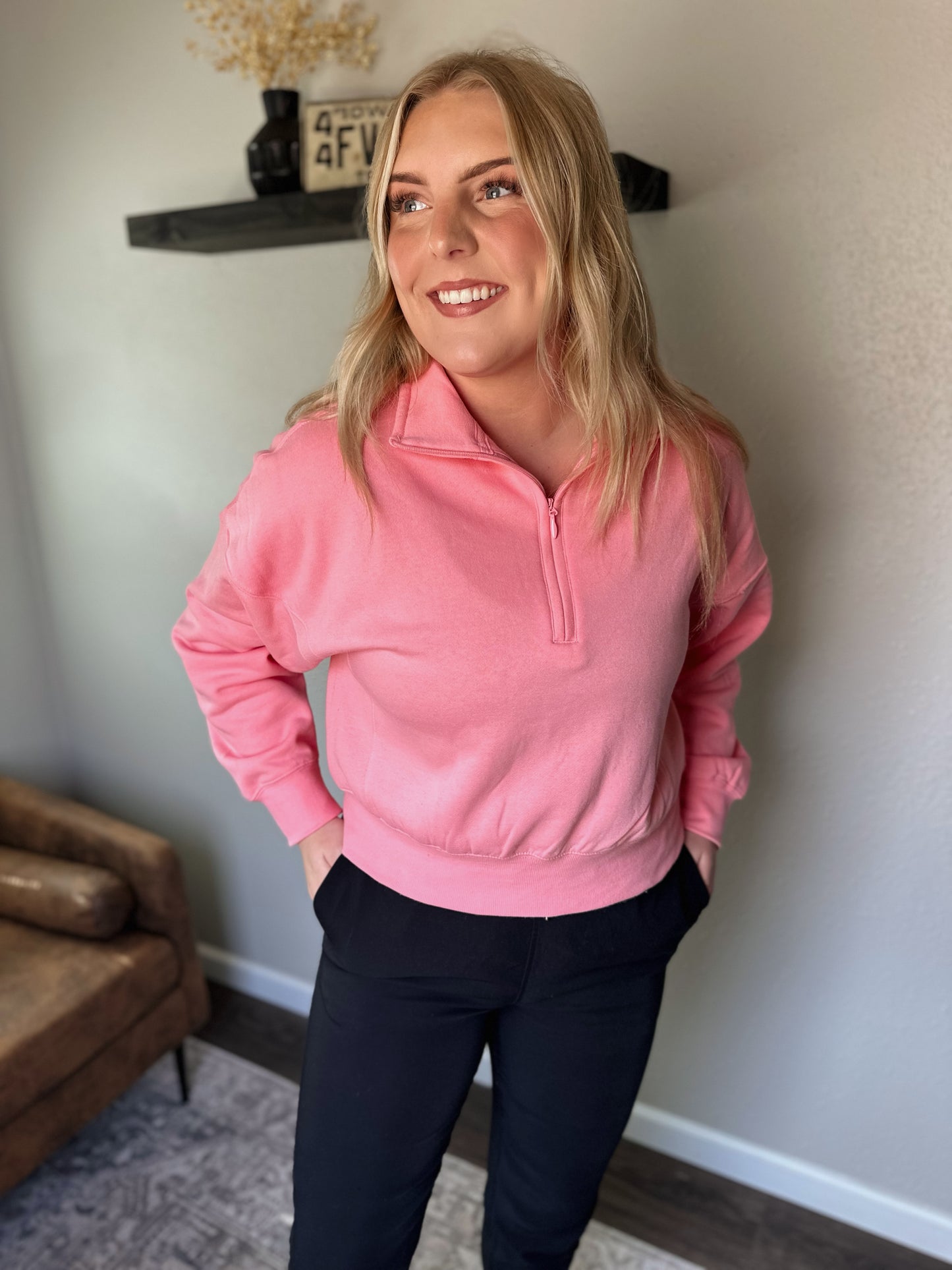 Pink Half Zip Pullover