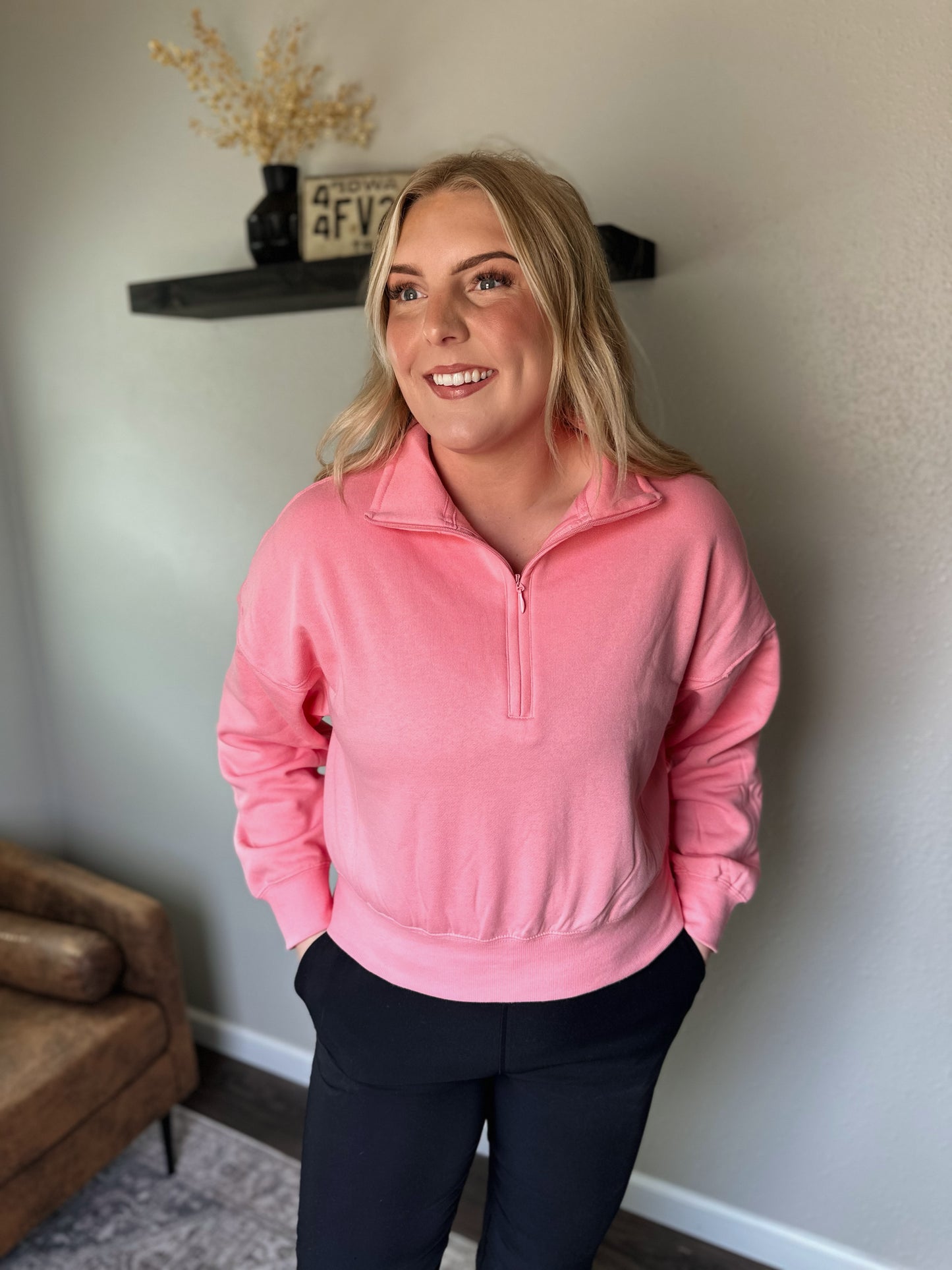 Pink Half Zip Pullover