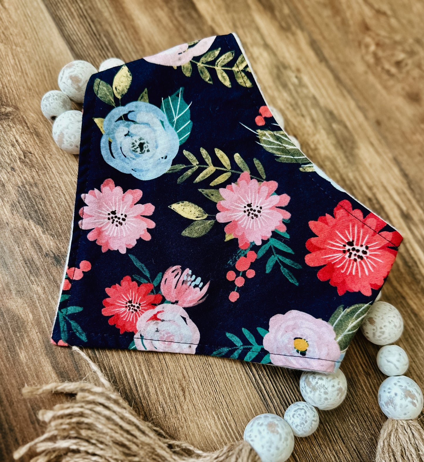 Navy Floral Bandana