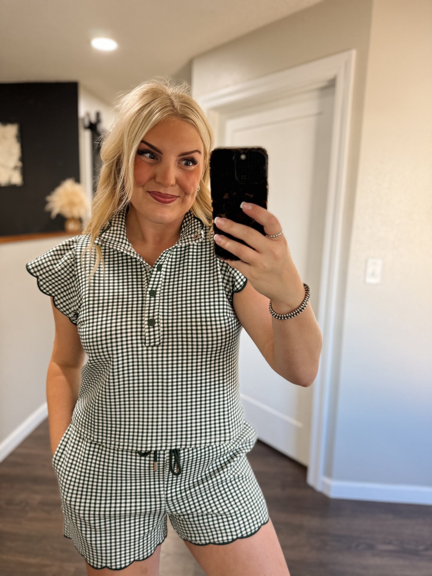 Aubrie Gingham Set - Green