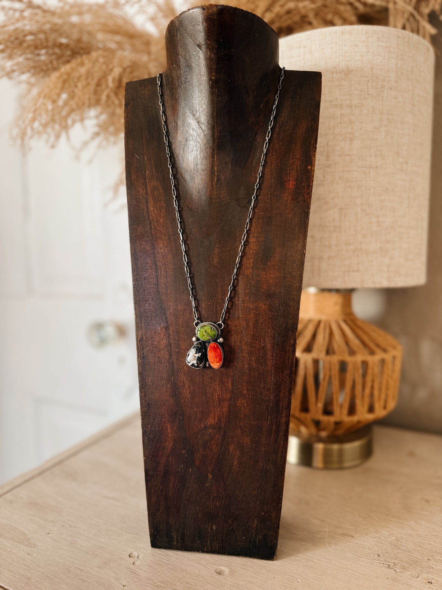 Multi Stone Cluster Necklace