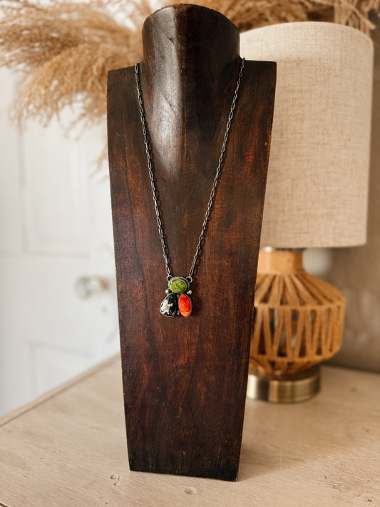 Multi Stone Cluster Necklace