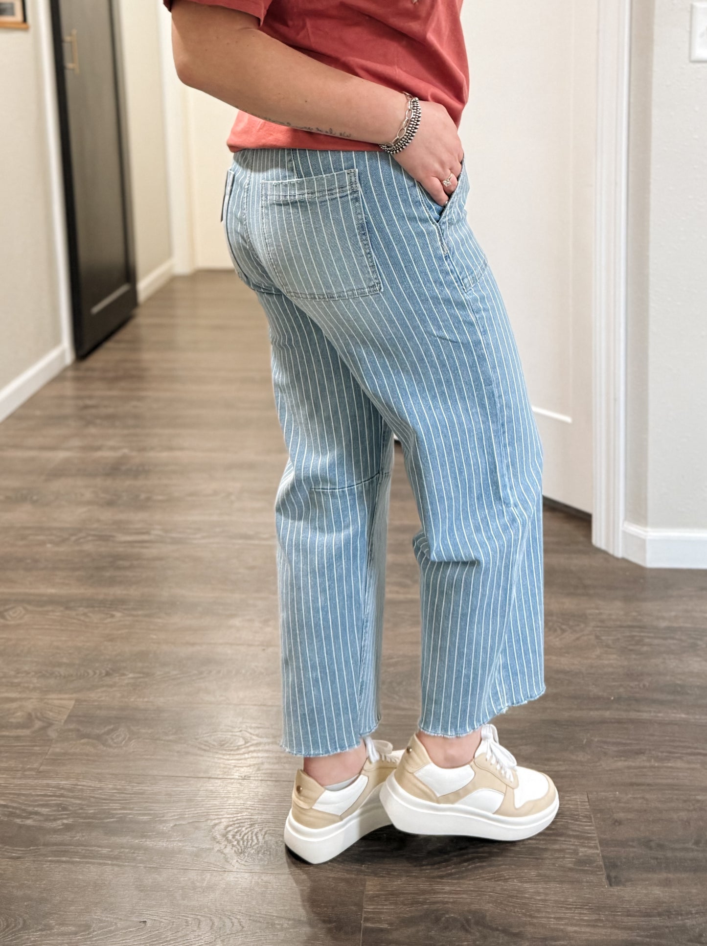 Vervet | Nikki Striped Barrel Jean