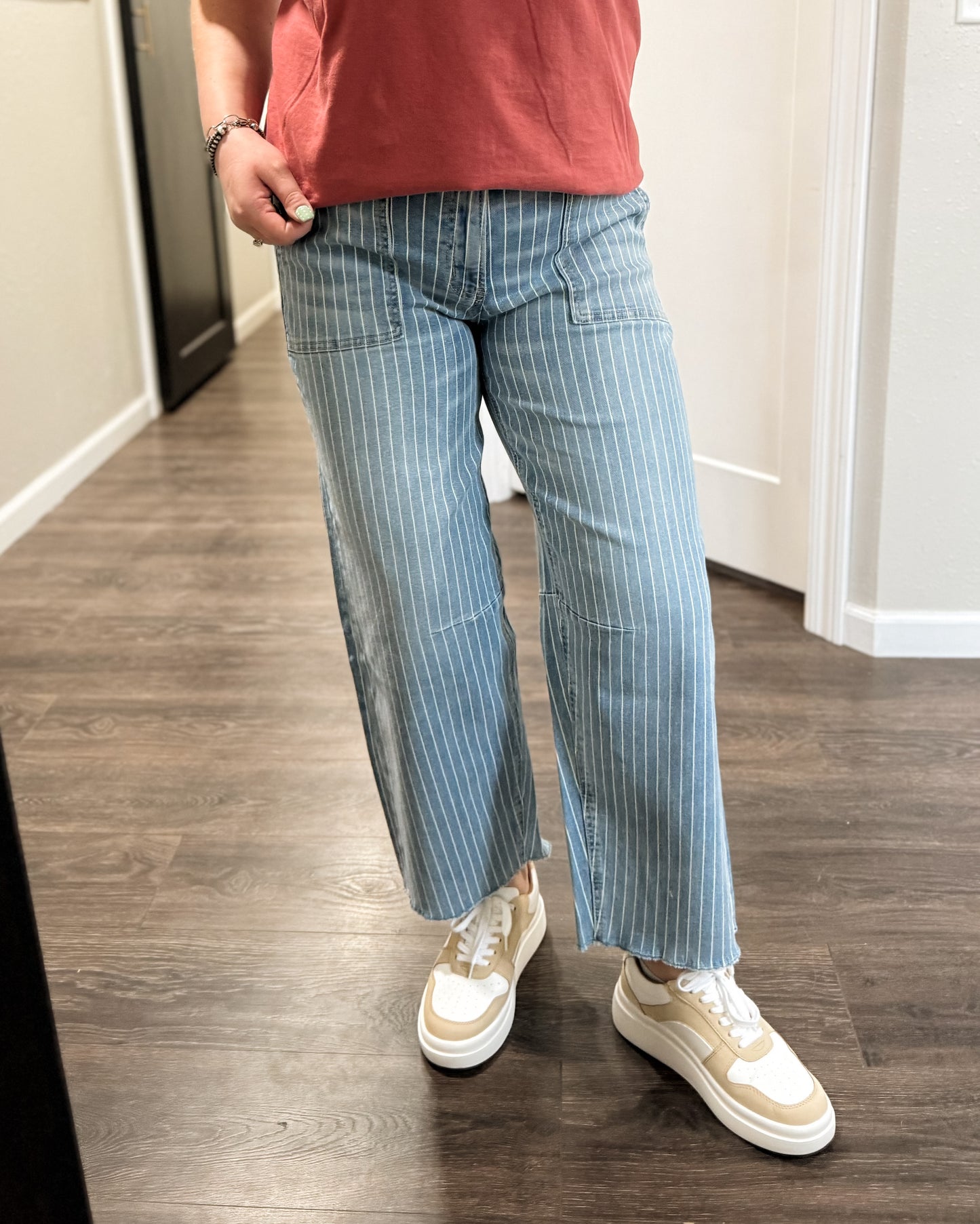Vervet | Nikki Striped Barrel Jean
