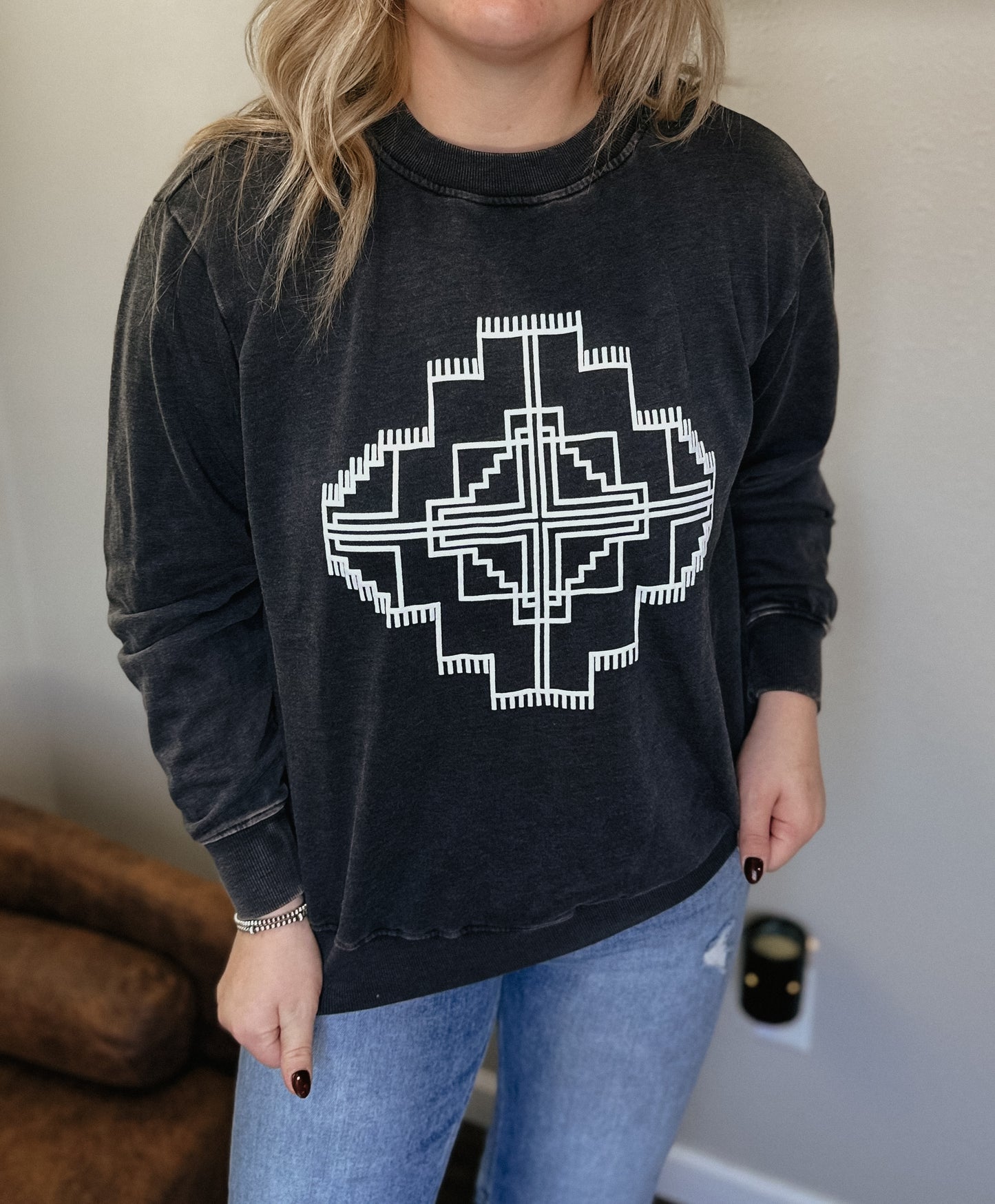 Black Tribal Crewneck