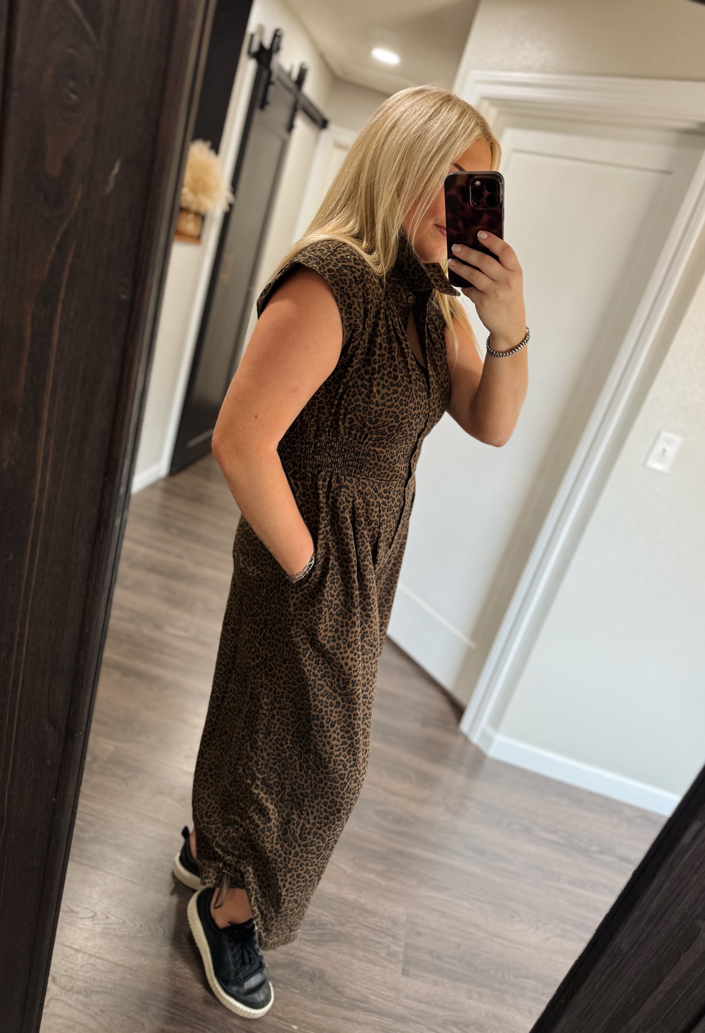 The Korie Leopard Jumpsuit - Brown