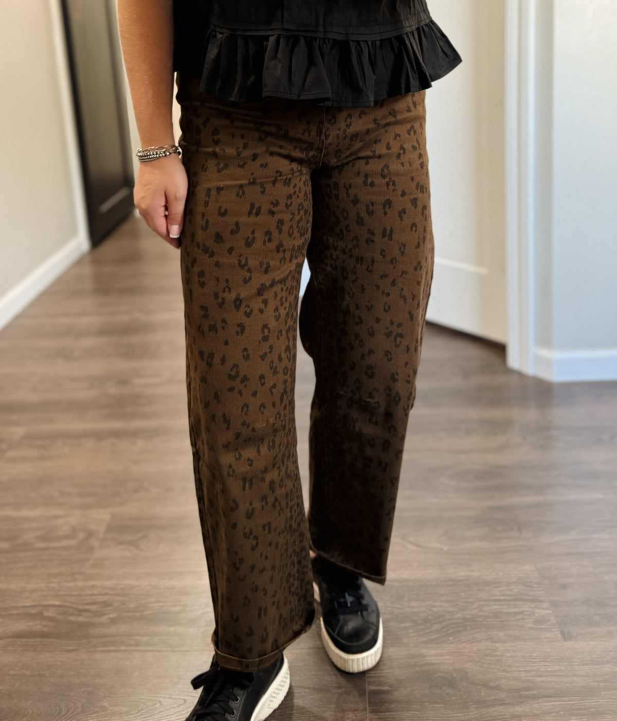 Macy Leopard High Rise Pant - Brown