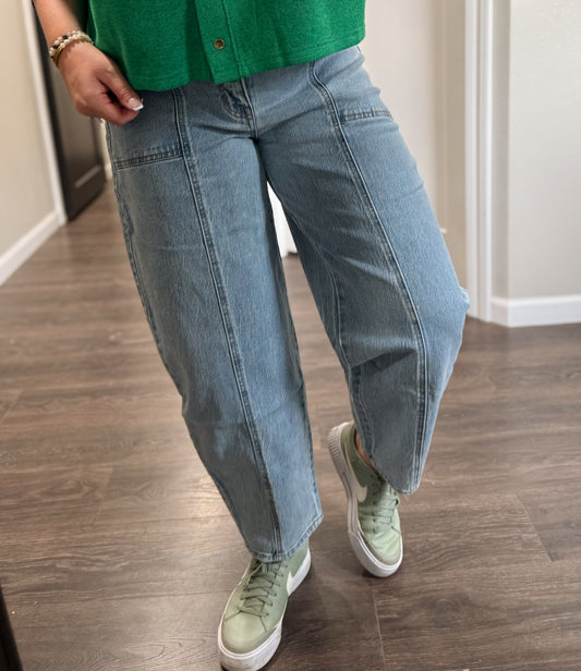 Vervet | High Rise Pintuck Seam Barrel