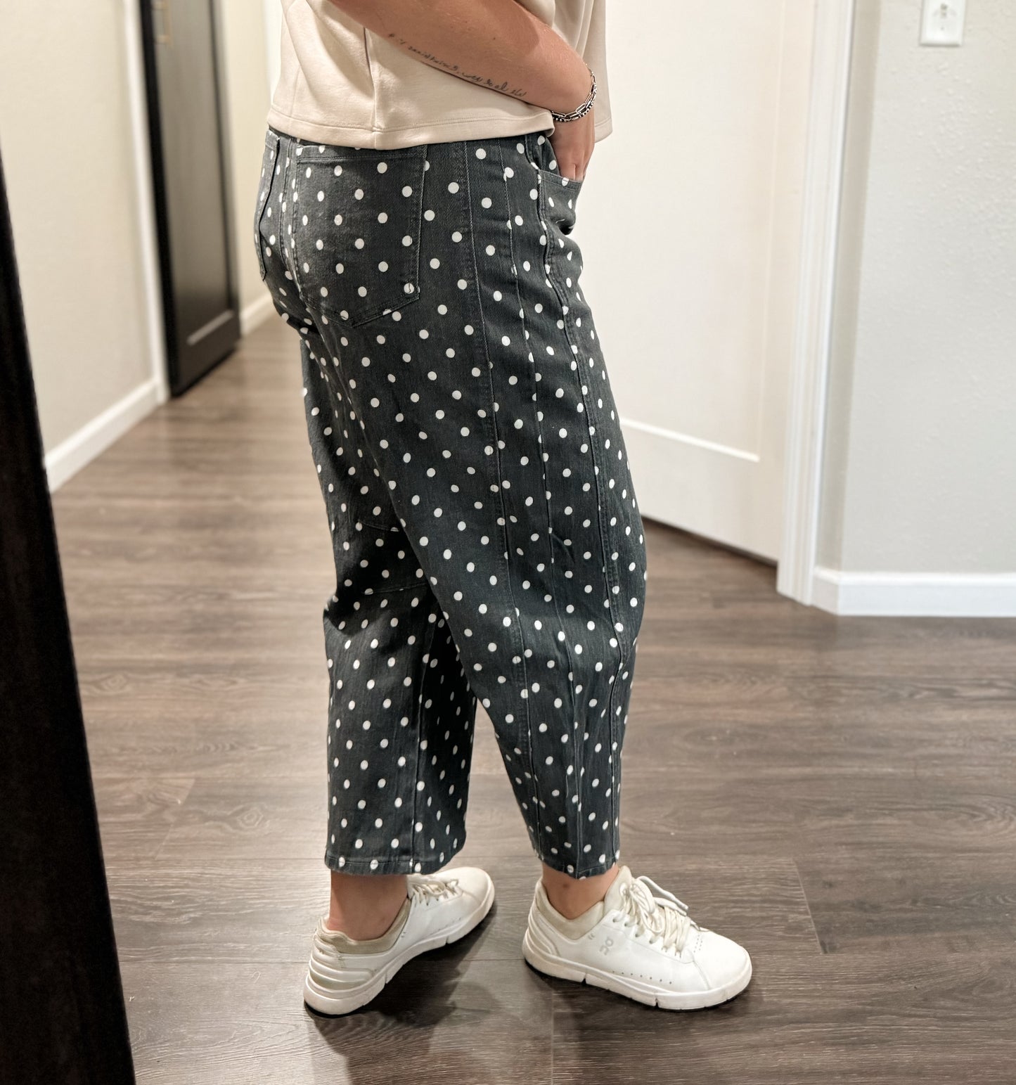 Day to Day Dot Barrel Pant - Washed Blue