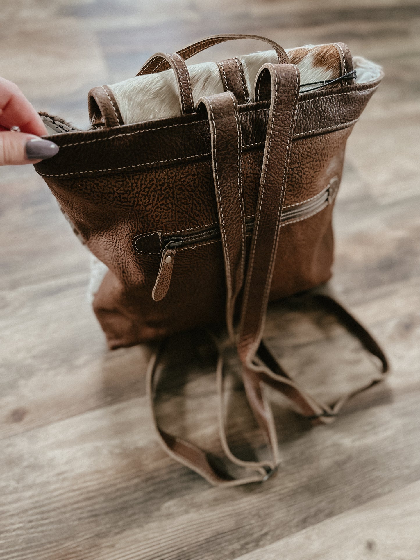 Cowhide Flap Backpack