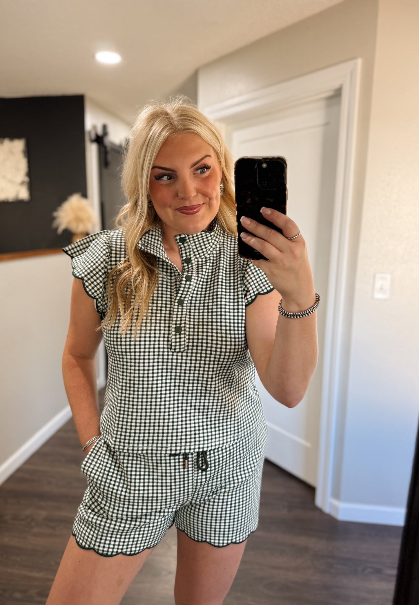Aubrie Gingham Set - Green