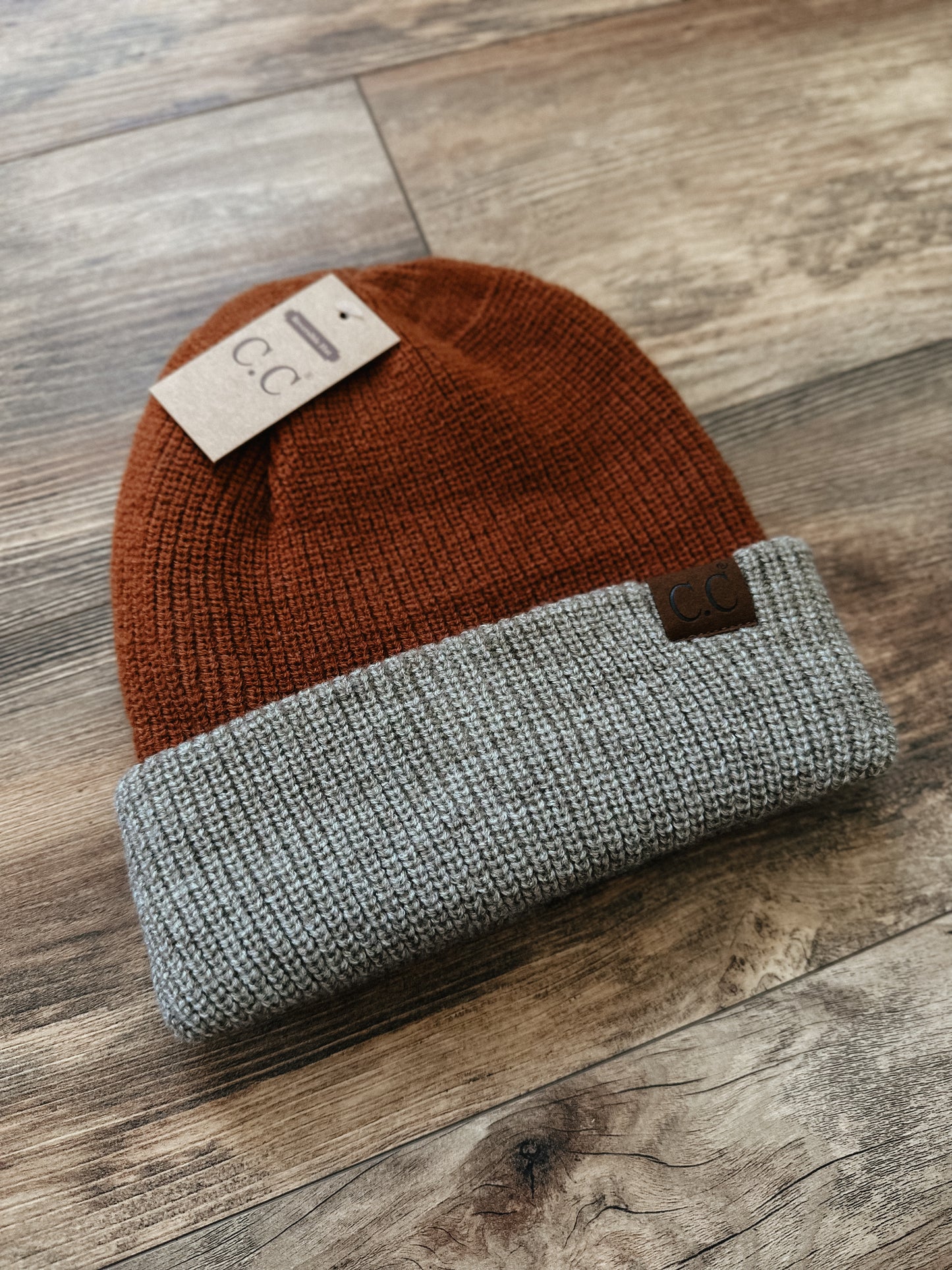 C.C Two Tone Beanie - Rust/Taupe