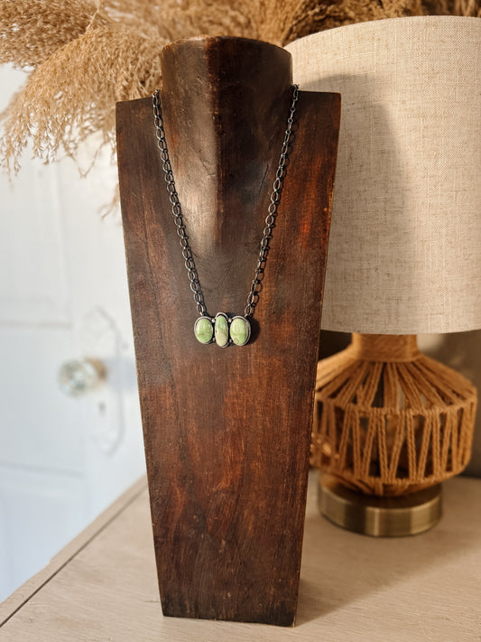 3 Stone Cluster Necklace