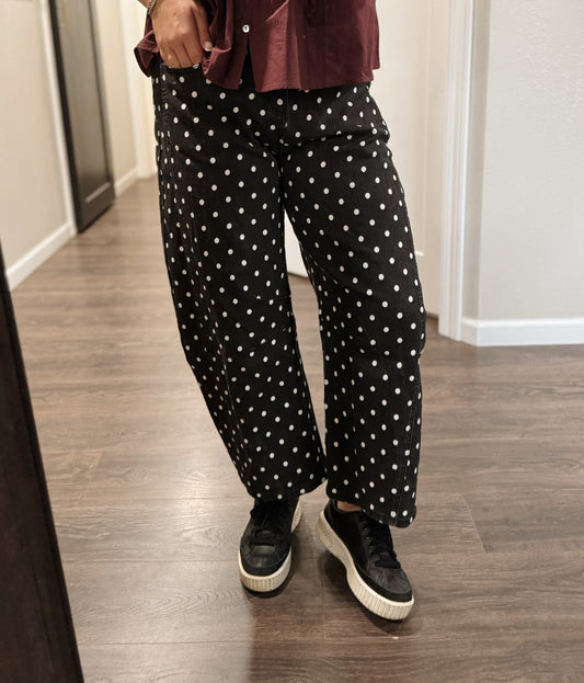 Day to Day Dot Barrel Pant - Black