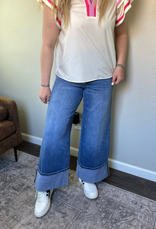 Hidden | Courtney Cuffed Super Wide Leg