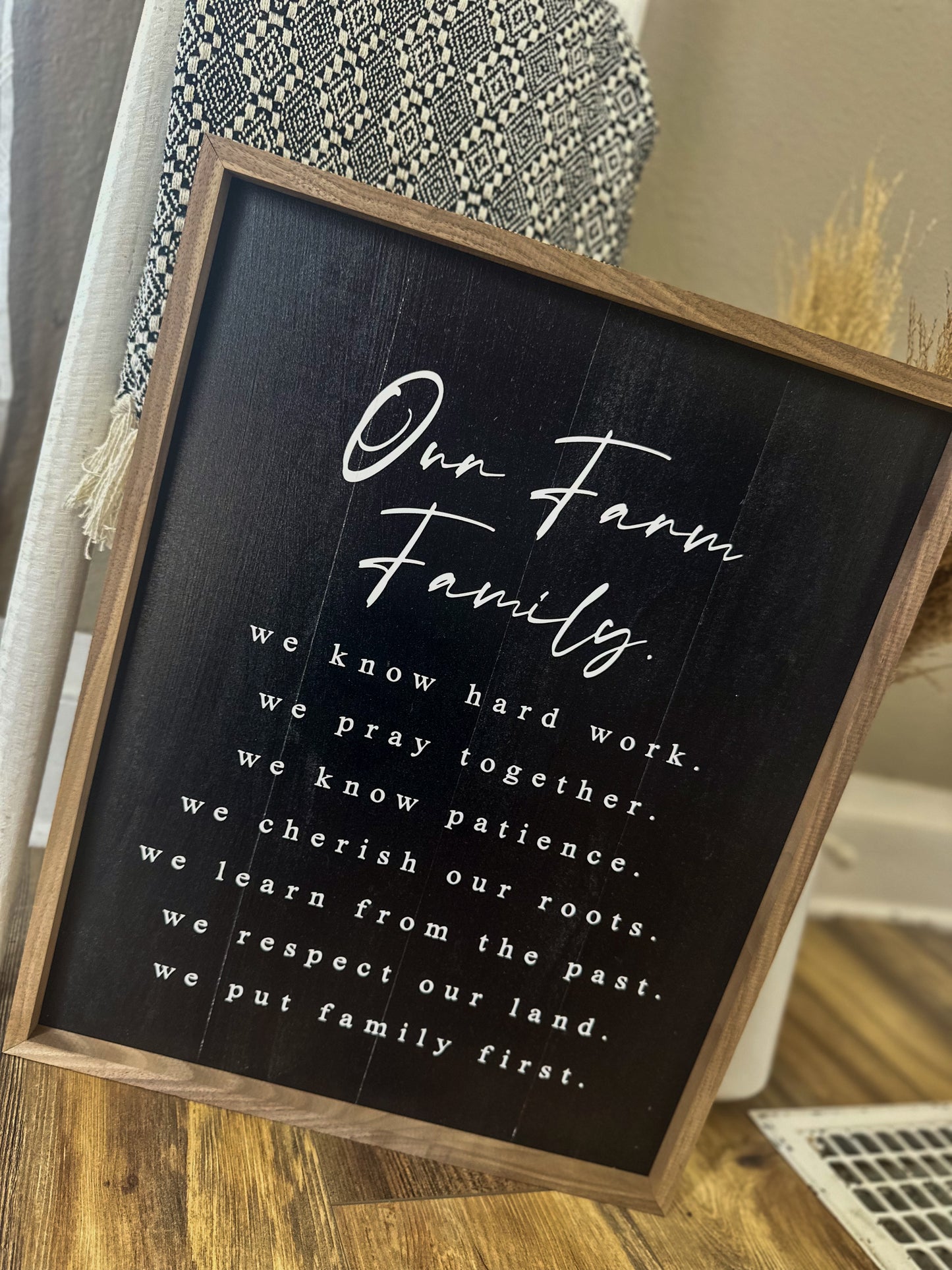 Our Farm Family Values - 16x20 Black