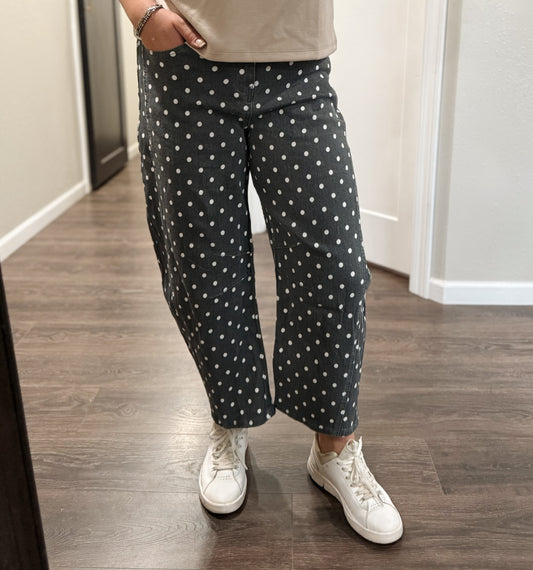 Day to Day Dot Barrel Pant - Washed Blue
