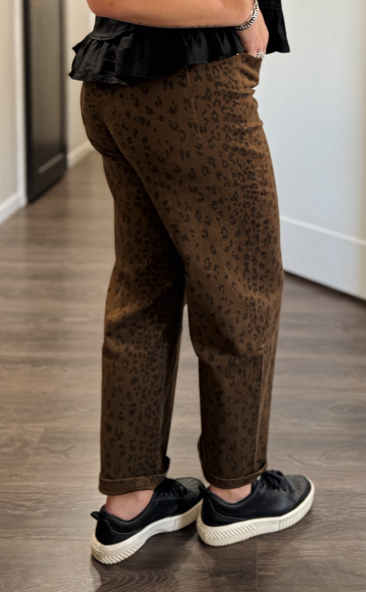 Macy Leopard High Rise Pant - Brown