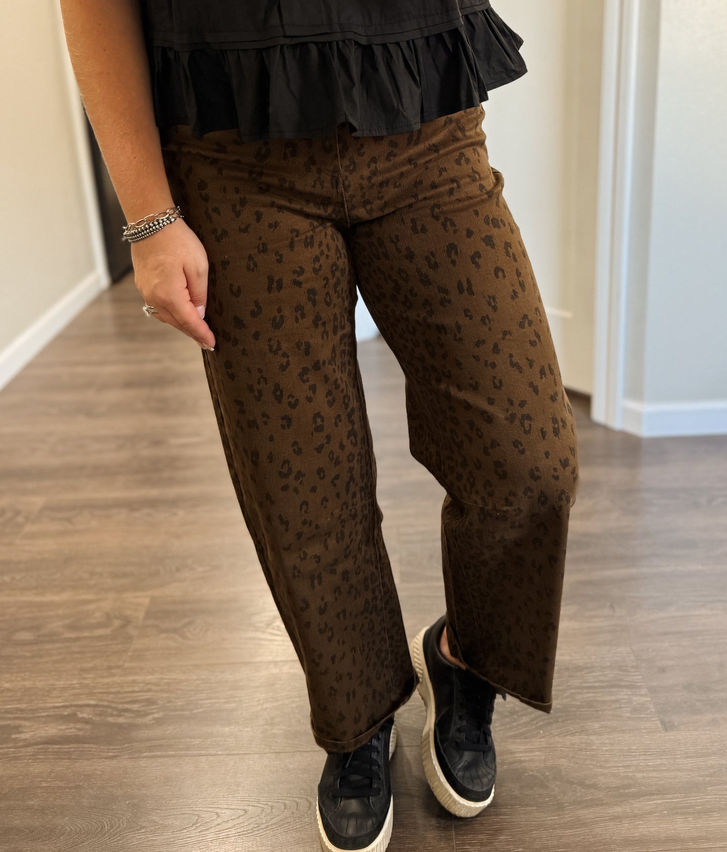 Macy Leopard High Rise Pant - Brown